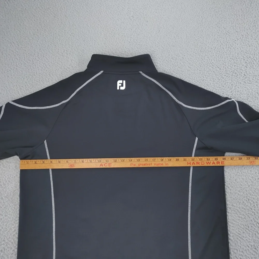 FootJoy Pullover Shirt Mens XL Black Gray Quarter Zip Golf Mock Neck Stretch